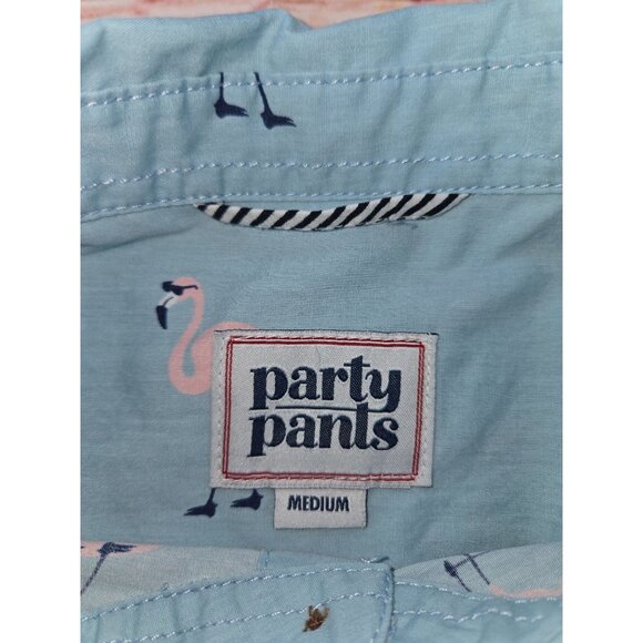 Party Pants Mens Flamingo Print Cabana Shirt Medium - Picture 5 of 8